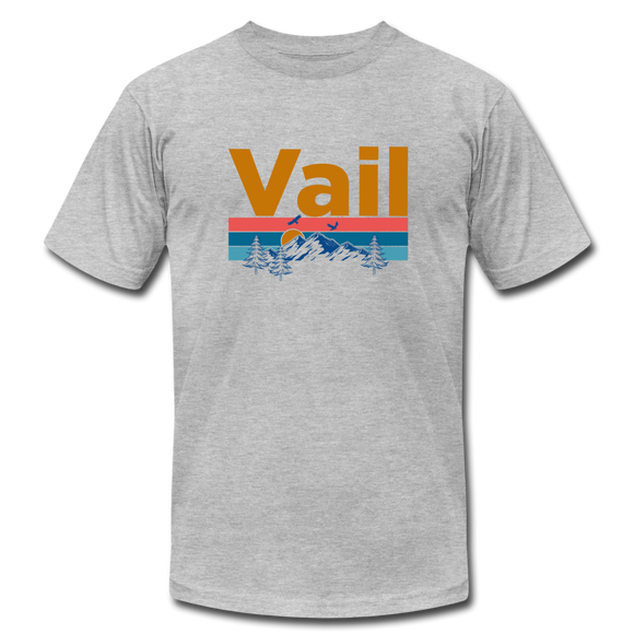 Vail, Colorado T-Shirt - Retro Mountain & Birds Unisex Vail T Shirt - heather gray