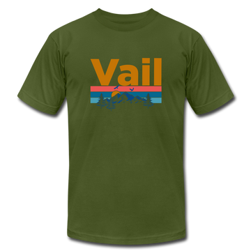 Vail, Colorado T-Shirt - Retro Mountain & Birds Unisex Vail T Shirt - olive