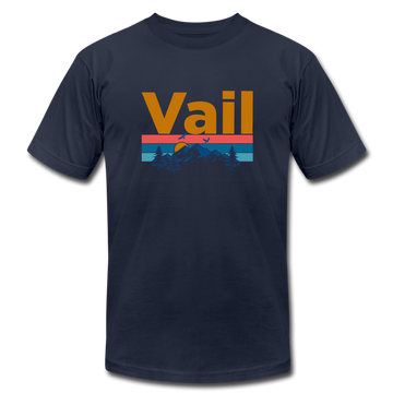 Vail, Colorado T-Shirt - Retro Mountain & Birds Unisex Vail T Shirt - navy