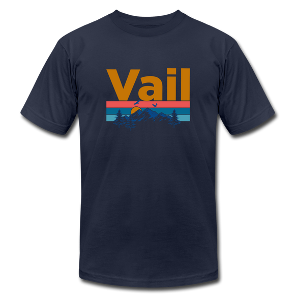 Vail, Colorado T-Shirt - Retro Mountain & Birds Unisex Vail T Shirt - navy
