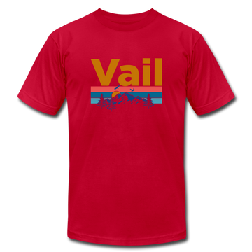 Vail, Colorado T-Shirt - Retro Mountain & Birds Unisex Vail T Shirt - red