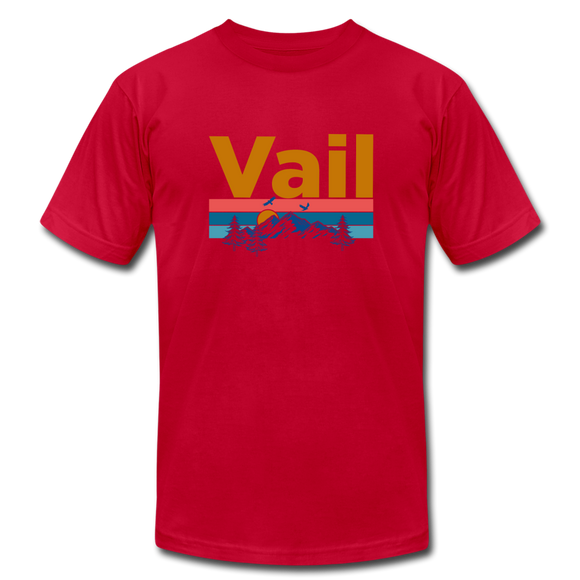 Vail, Colorado T-Shirt - Retro Mountain & Birds Unisex Vail T Shirt - red