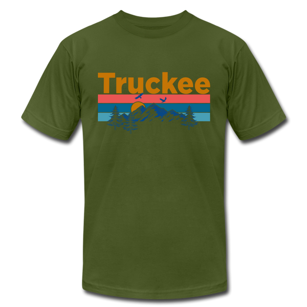 Truckee, California T-Shirt - Retro Mountain & Birds Unisex Truckee T Shirt - olive