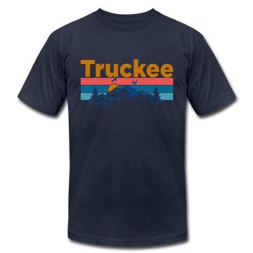 Truckee, California T-Shirt - Retro Mountain & Birds Unisex Truckee T Shirt - navy