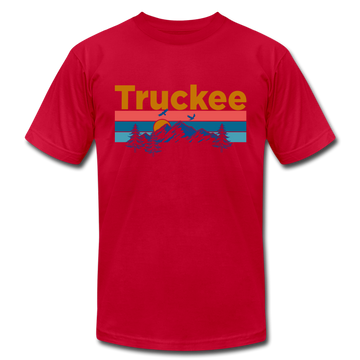 Truckee, California T-Shirt - Retro Mountain & Birds Unisex Truckee T Shirt - red