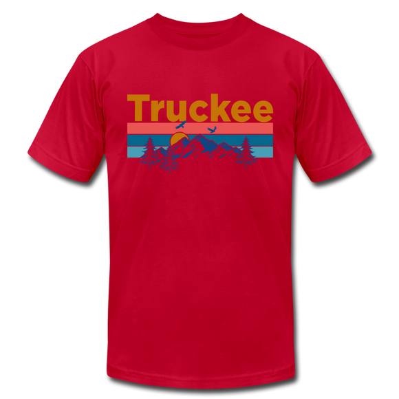 Truckee, California T-Shirt - Retro Mountain & Birds Unisex Truckee T Shirt - red