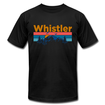 Whistler, Canada T-Shirt - Retro Mountain & Birds Unisex Whistler T Shirt - black