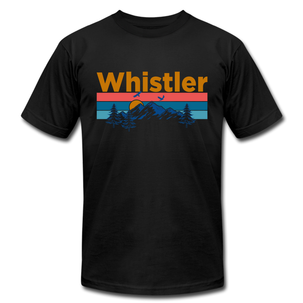 Whistler, Canada T-Shirt - Retro Mountain & Birds Unisex Whistler T Shirt - black