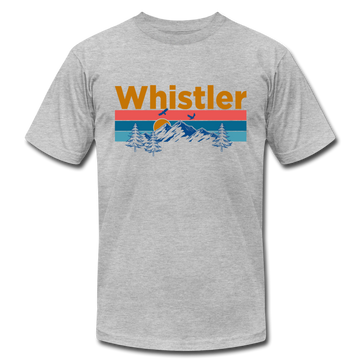 Whistler, Canada T-Shirt - Retro Mountain & Birds Unisex Whistler T Shirt - heather gray