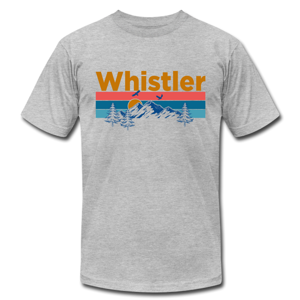 Whistler, Canada T-Shirt - Retro Mountain & Birds Unisex Whistler T Shirt - heather gray