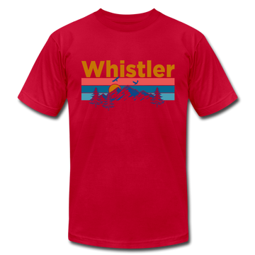 Whistler, Canada T-Shirt - Retro Mountain & Birds Unisex Whistler T Shirt - red