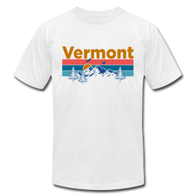 Vermont T-Shirt - Retro Mountain & Birds Unisex Vermont T Shirt - white