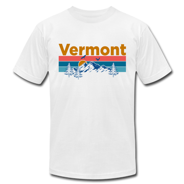 Vermont T-Shirt - Retro Mountain & Birds Unisex Vermont T Shirt - white