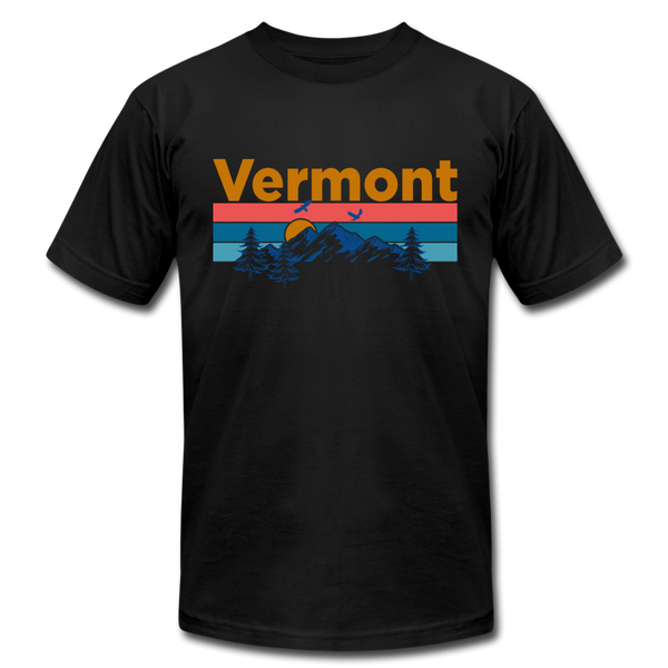 Vermont T-Shirt - Retro Mountain & Birds Unisex Vermont T Shirt - black