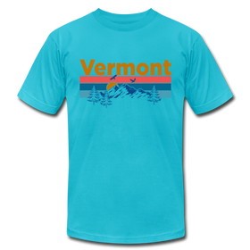 Vermont T-Shirt - Retro Mountain & Birds Unisex Vermont T Shirt - turquoise
