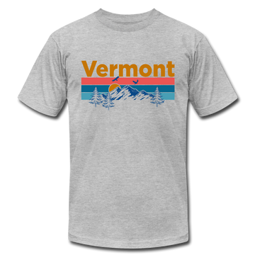 Vermont T-Shirt - Retro Mountain & Birds Unisex Vermont T Shirt - heather gray