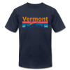 Vermont T-Shirt - Retro Mountain & Birds Unisex Vermont T Shirt - navy