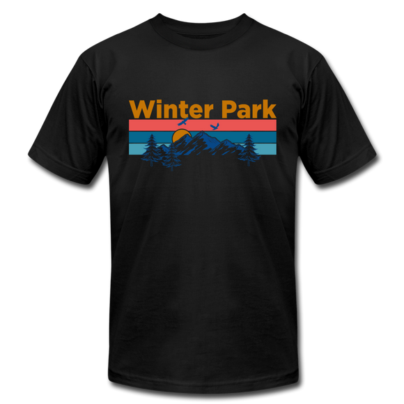 Winter Park, Colorado T-Shirt - Retro Mountain & Birds Unisex Winter Park T Shirt - black