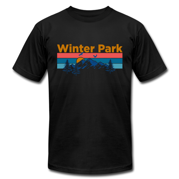 Winter Park, Colorado T-Shirt - Retro Mountain & Birds Unisex Winter Park T Shirt - black