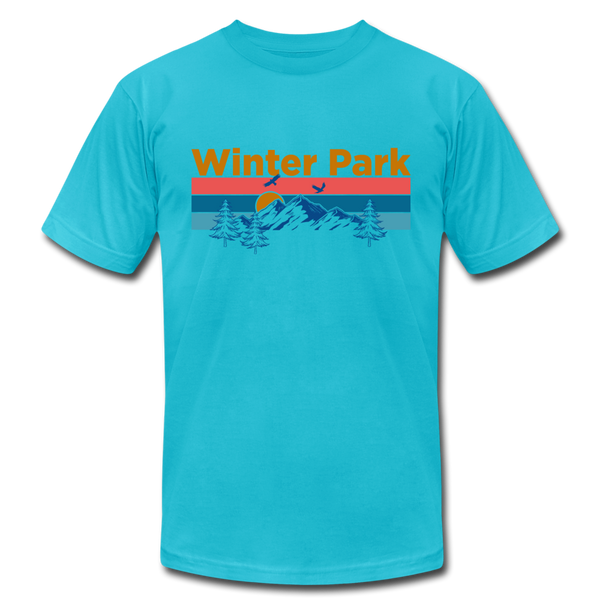 Winter Park, Colorado T-Shirt - Retro Mountain & Birds Unisex Winter Park T Shirt - turquoise