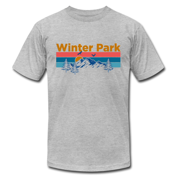 Winter Park, Colorado T-Shirt - Retro Mountain & Birds Unisex Winter Park T Shirt - heather gray
