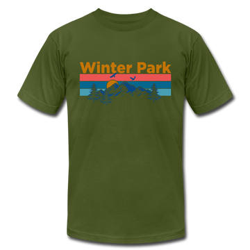 Winter Park, Colorado T-Shirt - Retro Mountain & Birds Unisex Winter Park T Shirt - olive