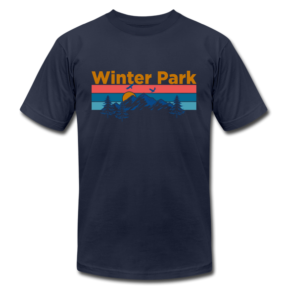 Winter Park, Colorado T-Shirt - Retro Mountain & Birds Unisex Winter Park T Shirt - navy