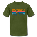 Wyoming T-Shirt - Retro Mountain & Birds Unisex Wyoming T Shirt - olive