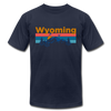 Wyoming T-Shirt - Retro Mountain & Birds Unisex Wyoming T Shirt - navy