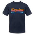 Wyoming T-Shirt - Retro Mountain & Birds Unisex Wyoming T Shirt - navy