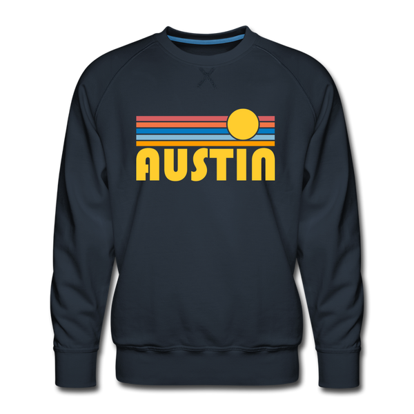 Premium Austin, Texas Sweatshirt - Retro Sun Premium Men's Austin Sweatshirt - navy