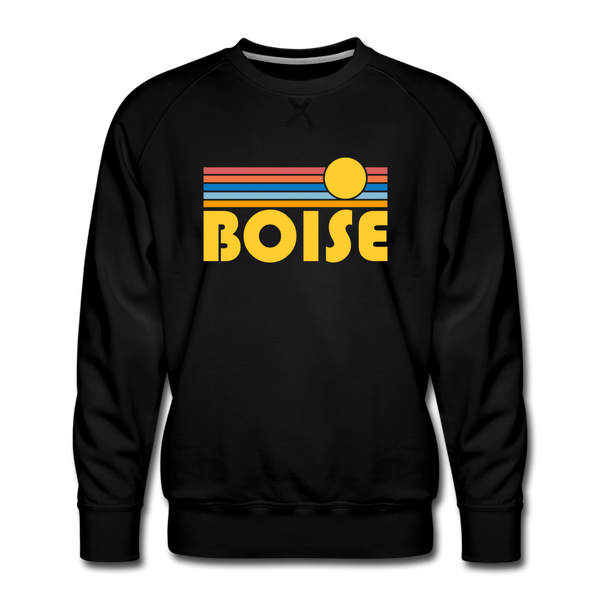 Premium Boise, Idaho Sweatshirt - Retro Sun Premium Men's Boise Sweatshirt - black