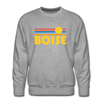 Premium Boise, Idaho Sweatshirt - Retro Sun Premium Men's Boise Sweatshirt - heather grey