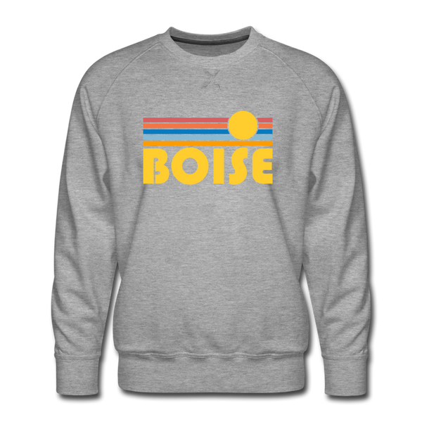 Premium Boise, Idaho Sweatshirt - Retro Sun Premium Men's Boise Sweatshirt - heather grey