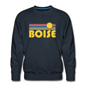 Premium Boise, Idaho Sweatshirt - Retro Sun Premium Men's Boise Sweatshirt - navy
