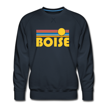 Premium Boise, Idaho Sweatshirt - Retro Sun Premium Men's Boise Sweatshirt - navy