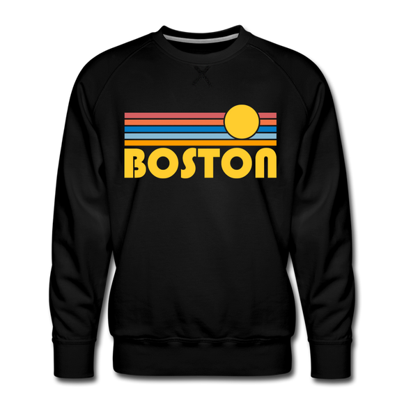 Premium Boston, Massachusetts Sweatshirt - Retro Sun Premium Men's Boston Sweatshirt - black
