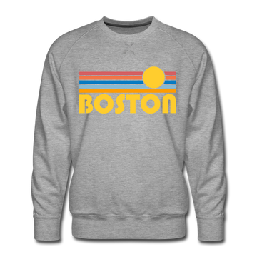 Premium Boston, Massachusetts Sweatshirt - Retro Sun Premium Men's Boston Sweatshirt - heather grey