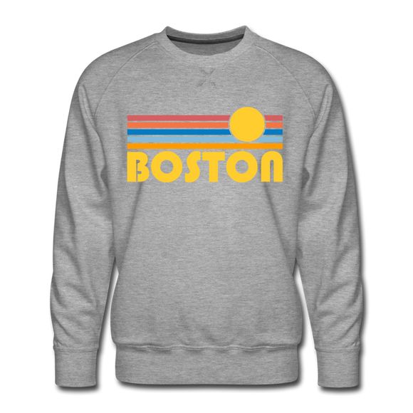 Premium Boston, Massachusetts Sweatshirt - Retro Sun Premium Men's Boston Sweatshirt - heather grey