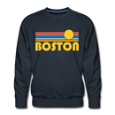 Premium Boston, Massachusetts Sweatshirt - Retro Sun Premium Men's Boston Sweatshirt - navy