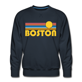 Premium Boston, Massachusetts Sweatshirt - Retro Sun Premium Men's Boston Sweatshirt - navy