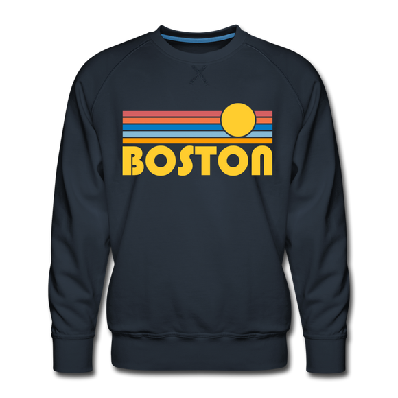 Premium Boston, Massachusetts Sweatshirt - Retro Sun Premium Men's Boston Sweatshirt - navy