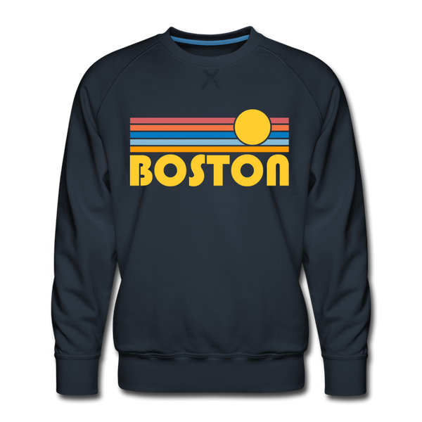 Premium Boston, Massachusetts Sweatshirt - Retro Sun Premium Men's Boston Sweatshirt - navy