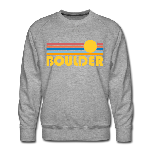 Premium Boulder, Colorado Sweatshirt - Retro Sun Premium Men's Boulder Sweatshirt - heather grey