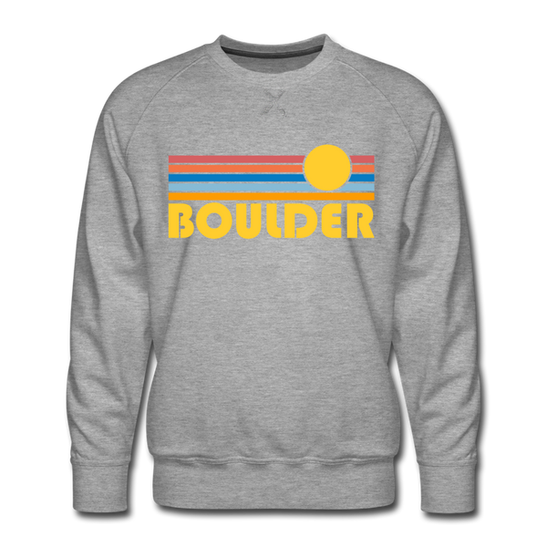 Premium Boulder, Colorado Sweatshirt - Retro Sun Premium Men's Boulder Sweatshirt - heather grey