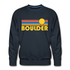 Premium Boulder, Colorado Sweatshirt - Retro Sun Premium Men's Boulder Sweatshirt - navy