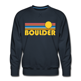 Premium Boulder, Colorado Sweatshirt - Retro Sun Premium Men's Boulder Sweatshirt - navy