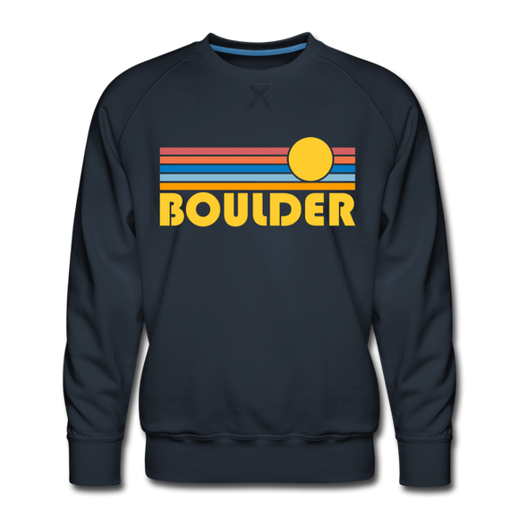 Premium Boulder, Colorado Sweatshirt - Retro Sun Premium Men's Boulder Sweatshirt - navy