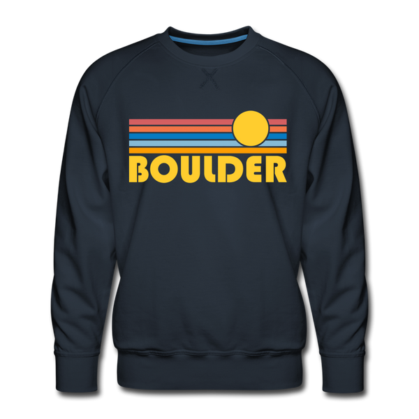 Premium Boulder, Colorado Sweatshirt - Retro Sun Premium Men's Boulder Sweatshirt - navy