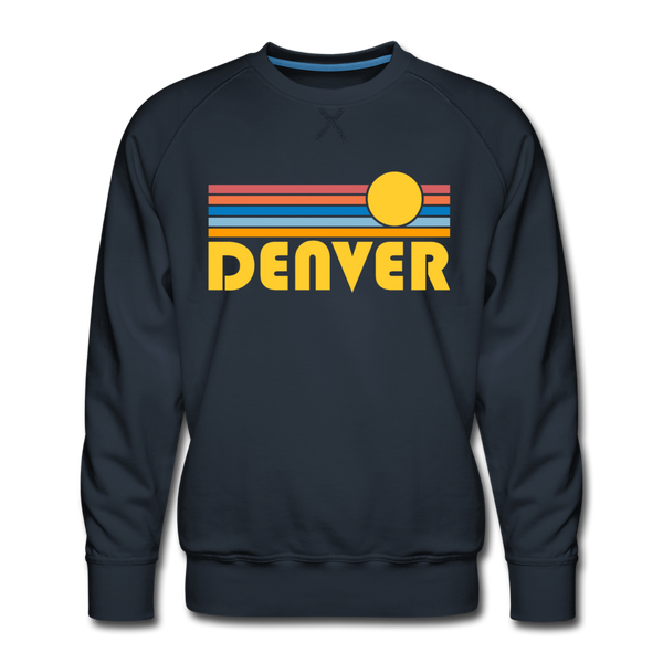 Premium Denver, Colorado Sweatshirt - Retro Sun Premium Men's Denver Sweatshirt - navy